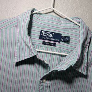 Polo Merton Long Sleeve Button Up Shirt Green 16 L